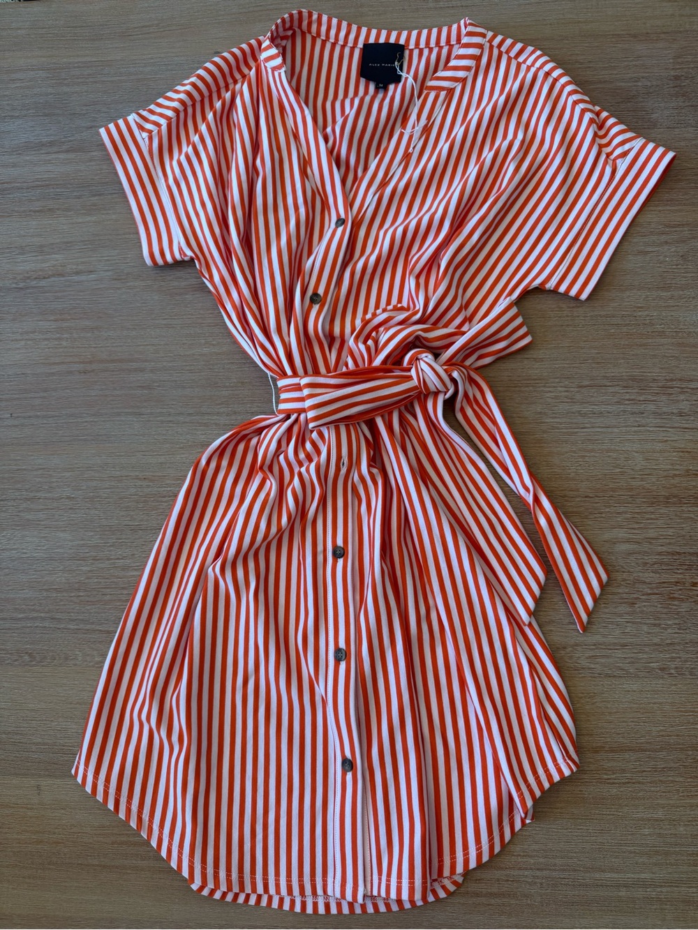 Alex Marie Orange and White Striped Mini Dress